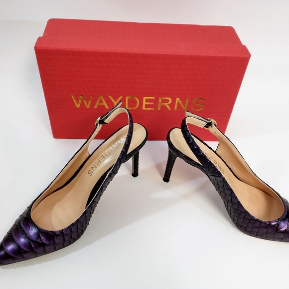 Wayderns Women's Pointed Toe Slip-on Slingback Stilleto Heel Pumps Shoes Size 6 - Picture 6 of 7